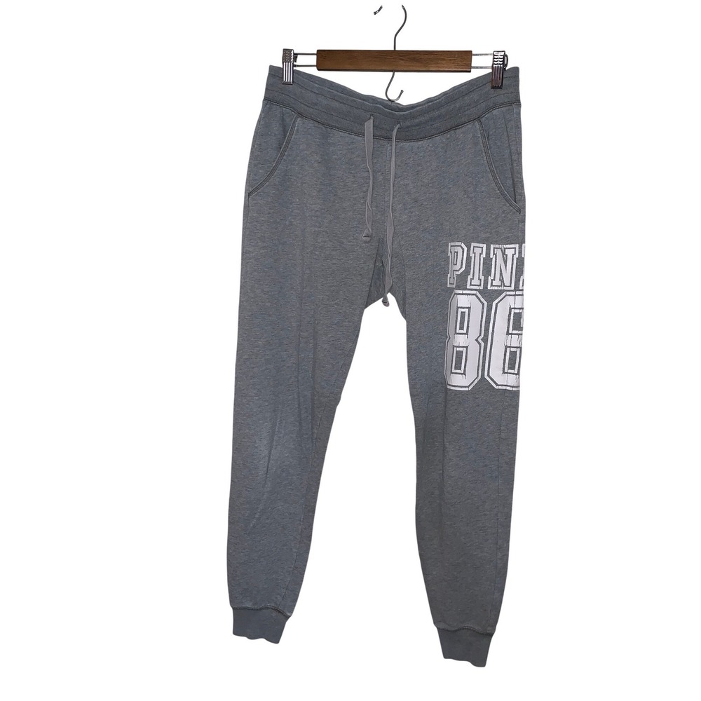 PINK Victoria's Secret Heather Gray Jogger Sweatpants‎ PINK 86 Graphic Small